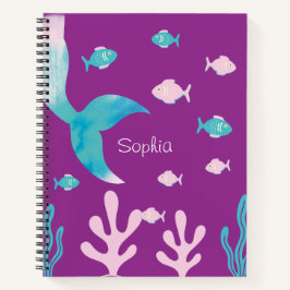 Mermaid Fish Under the Sea Purple Girls School Notitieboek