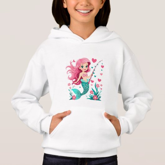 Mermaid Fishing Fun – Kids’ Hoodie (Voorkant)