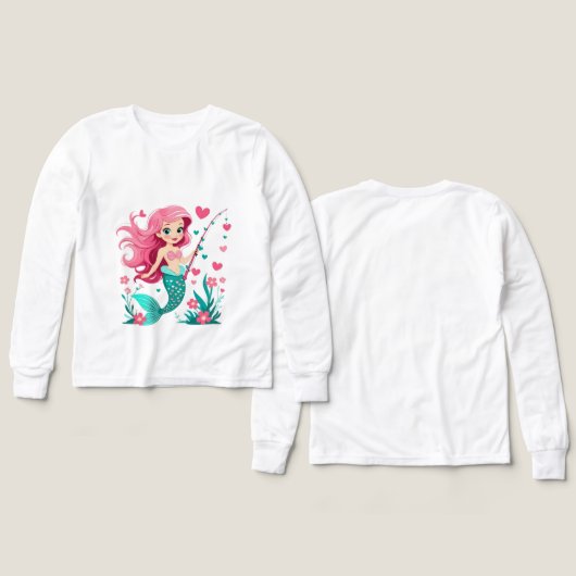 Mermaid Fishing Fun – Kids’ Long Sleeve Tee (Voorkant /achterkant)