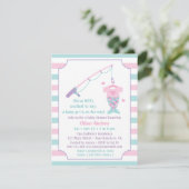 Mermaid Fishing Themed Baby Shower Invitations Kaart (Staand voorkant)