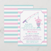 Mermaid Fishing Themed Baby Shower Invitations Kaart (Voorkant / Achterkant)