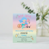 Mermaid Flamingo Float Pool Party Birthday Invitat (Staand voorkant)