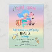 Mermaid Flamingo Float Pool Party Birthday Invitat (Voorkant)