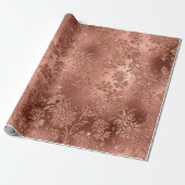 Mermaid Floral Roos Gold Pink Princess Glitter Cadeaupapier (Uitgerold)