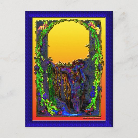 Mermaid Floral Sunrise Briefkaart (Voorkant)