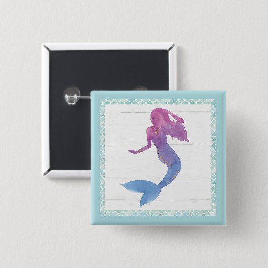 Mermaid Friends III Vierkante Button 5,1 Cm (Voorkant /achterkant)