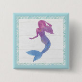 Mermaid Friends III Vierkante Button 5,1 Cm (Voorkant)