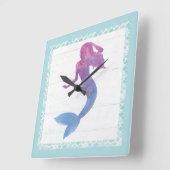 Mermaid Friends III Vierkante Klok (Hoek)
