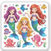 Mermaid Friends Personalized Fun set  Sticker (Voorkant)