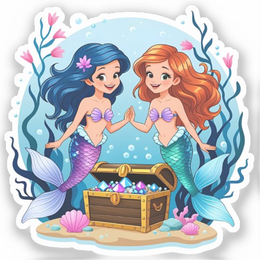 Mermaid Friends Personalized Fun set  Sticker (Voorkant)