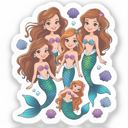 Mermaid Friends Personalized Fun set  Sticker (Voorkant)
