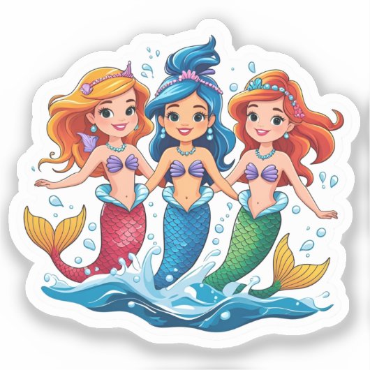 Mermaid Friends Personalized Fun set  Sticker (Voorkant)