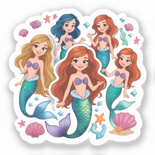 Mermaid Friends Personalized Fun set  Sticker (Voorkant)