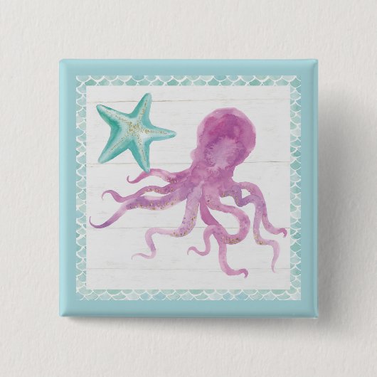 Mermaid Friends V Vierkante Button 5,1 Cm (Voorkant)