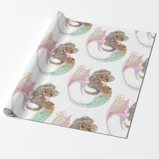 Mermaid Future mama Baby shower. Onder het Zee. Cadeaupapier (Uitgerold)