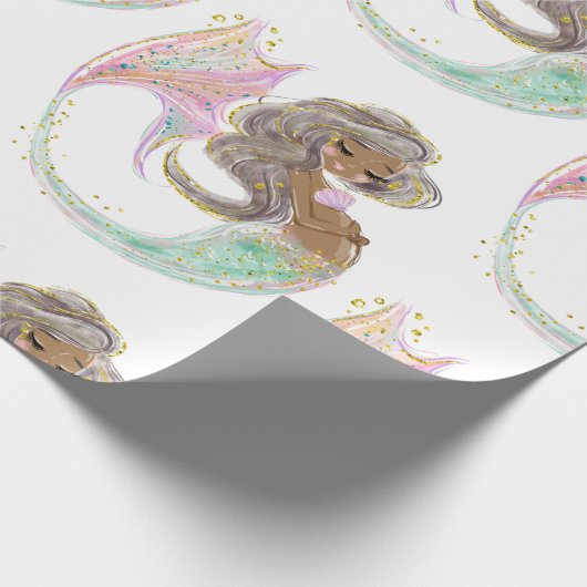 Mermaid Future mama Baby shower. Onder het Zee. Cadeaupapier (Hoek)