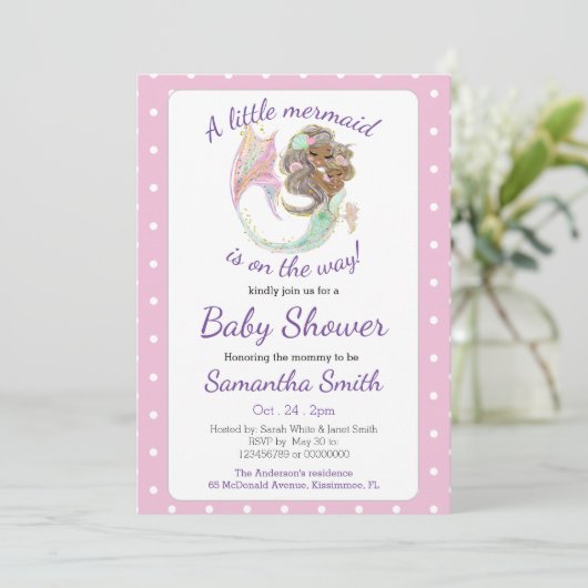 Mermaid Future mama Baby shower. Onder het Zee. Kaart (Staand voorkant)