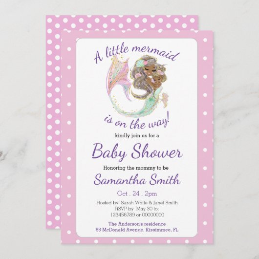 Mermaid Future mama Baby shower. Onder het Zee. Kaart (Voorkant / Achterkant)