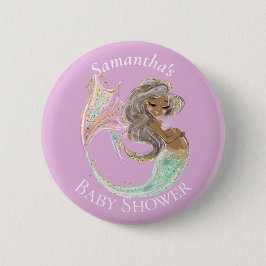 Mermaid Future mama Baby shower. Onder het Zee. Ronde Button 5,7 Cm