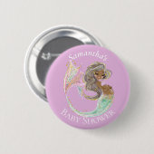 Mermaid Future mama Baby shower. Onder het Zee. Ronde Button 5,7 Cm (Voorkant /achterkant)