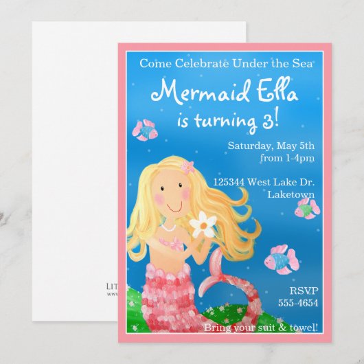Mermaid Garden Invitation Kaart (Voorkant / Achterkant)