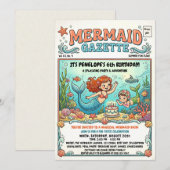 Mermaid Gazette Zwembadfeest Uitnodiging (Voorkant / Achterkant)