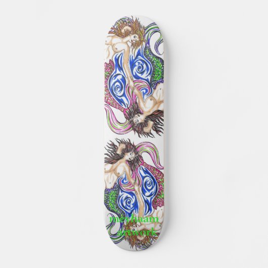 Mermaid gekleurde illustratie persoonlijk skateboard (Voorkant)