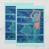 Mermaid Gemma aqua van Renee Lavoie Feestdagenkaart (Voorkant / Achterkant)