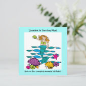 Mermaid Gepersonaliseerd Birthday-uitnodigingen Kaart (Staand voorkant)