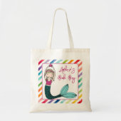 Mermaid, gepersonaliseerde kinder schooltas tote bag (Voorkant)