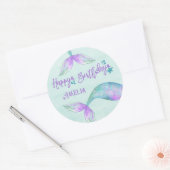 Mermaid Gift Wrap Gepersonaliseerd Happy Birthday Ronde Sticker (Envelop)