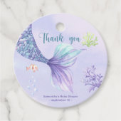 Mermaid Girl Baby shower Dank u Bedankjes Labels (Voorkant)