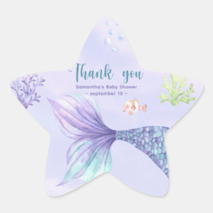 Mermaid Girl Baby shower Dank u Ster Sticker