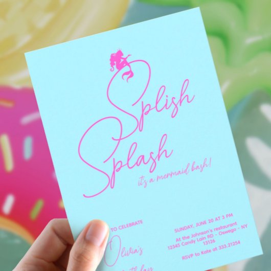 Mermaid Girl Birthday Minimalist Simple Modern Kaart