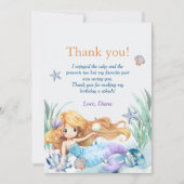 Mermaid Girl Birthday Party Bedankkaart (Voorkant)