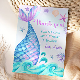 Mermaid Girl Birthday Party Bedankkaart