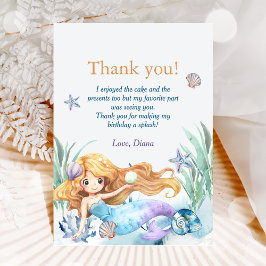 Mermaid Girl Birthday Party Bedankkaart