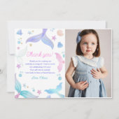 Mermaid Girl Birthday Party Bedankkaart (Voorkant)