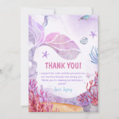 Mermaid Girl Birthday Party Bedankkaart (Voorkant)