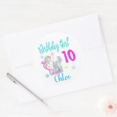 Mermaid Girl Birthday Party Group Matching Theme Ronde Sticker (Envelop)