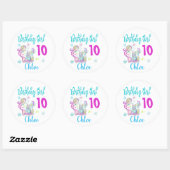 Mermaid Girl Birthday Party Group Matching Theme Ronde Sticker (Vel)