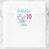 Mermaid Girl Birthday Party Group Matching Theme Ronde Sticker (Tas)
