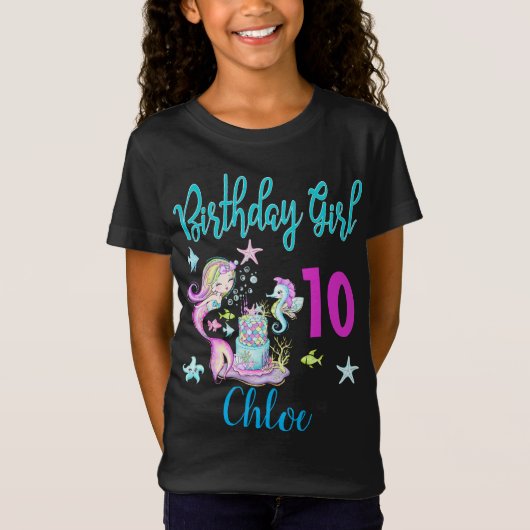 Mermaid Girl Birthday Party Group Matching Theme T-shirt (Voorkant)
