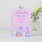 Mermaid Girl Birthday Party Invitation Kaart (Staand voorkant)