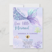 Mermaid Girl Birthday Party Kaart (Voorkant)