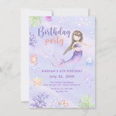 Mermaid Girl Birthday Party Kaart (Voorkant)