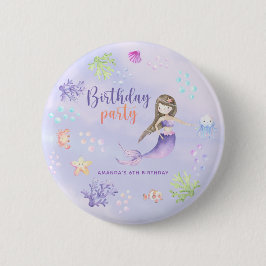 Mermaid Girl Birthday Party Ronde Button 5,7 Cm