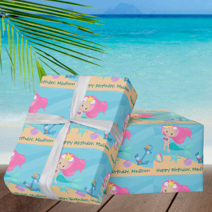 Mermaid Girl Birthday - , speciaal strand Cadeaupapier