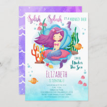 Mermaid Girl Birthday Uitnodiging