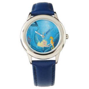 Mermaid Girl Blue   Horloge